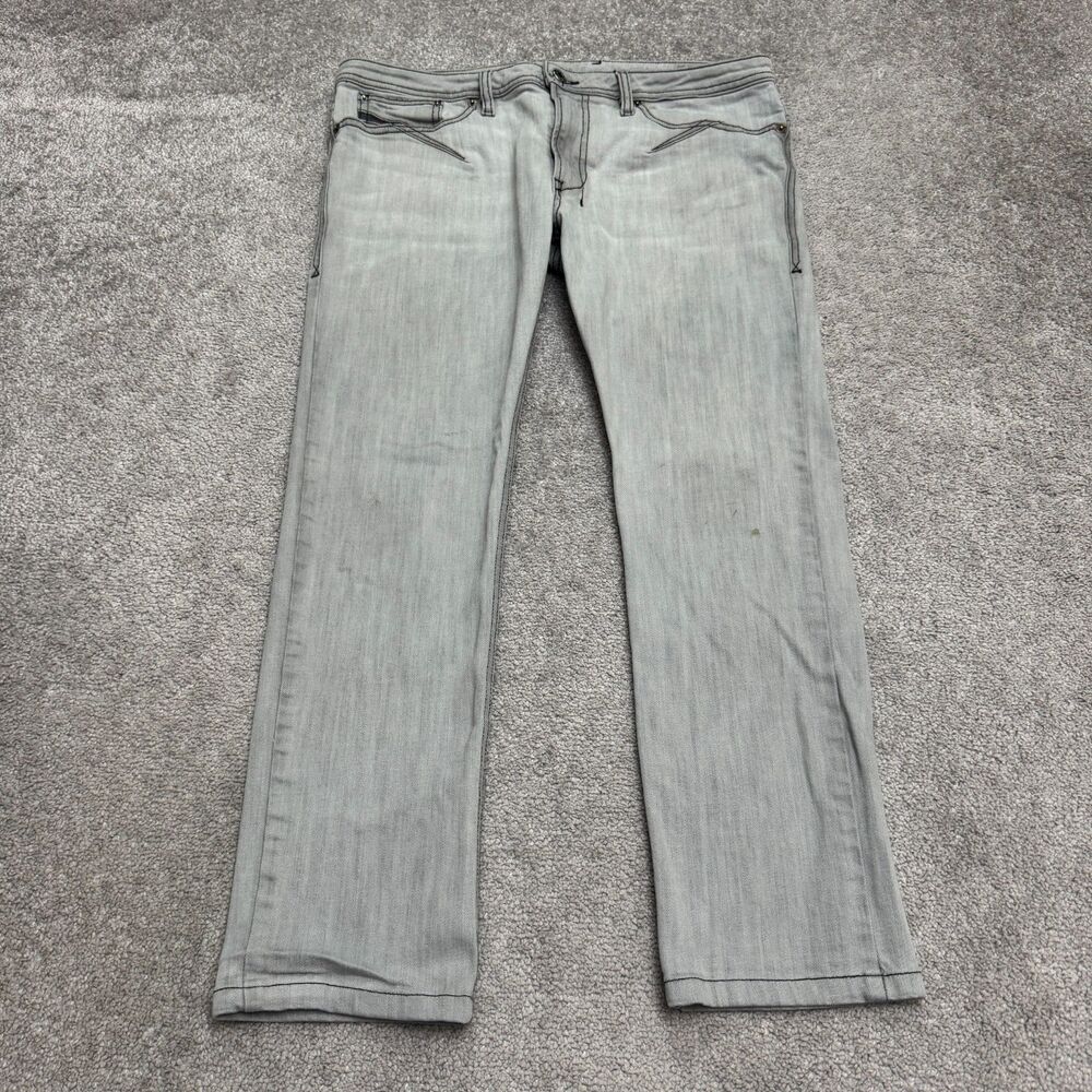 Diesel Shioner Slim Skinny Denim Jeans Mens W31 L30 Gray Wash Logo Patch 0RZ43